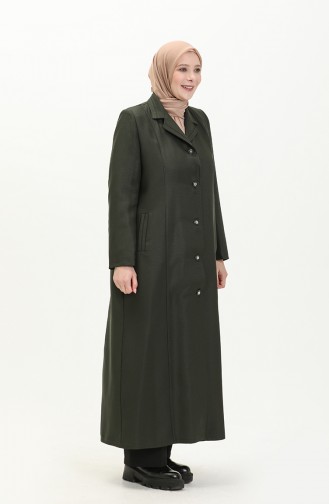 Große Größe längelang-geknöpfter Covercoat mit Futter 0422-06 Khaki 0422-06