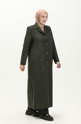 Große Größe längelang-geknöpfter Covercoat mit Futter 0422-06 Khaki 0422-06