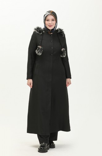 Große Größe Covercoat mit Kapuze 0461-05 Schwarz 0461-05