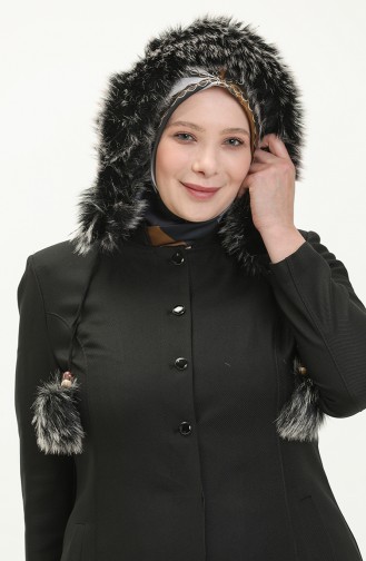 Große Größe Covercoat mit Kapuze 0461-05 Schwarz 0461-05