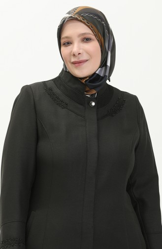 Große Größe Covercoat mit Masche und Taschendetail 0470-01 Schwarz 0470-01