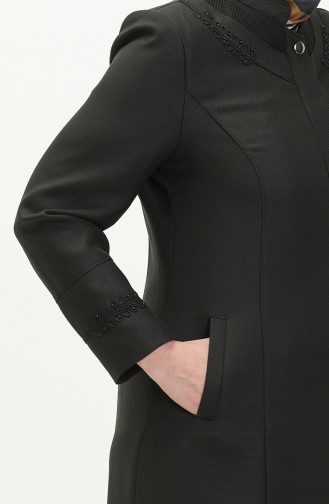 Große Größe Covercoat mit Masche und Taschendetail 0470-01 Schwarz 0470-01