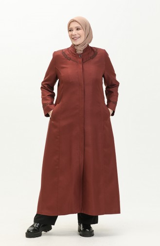 Plus Size Pocket Overcoat 0470-02 Brick Red 0470-02