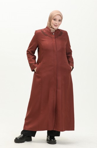 Plus Size Pocket Overcoat 0470-02 Brick Red 0470-02