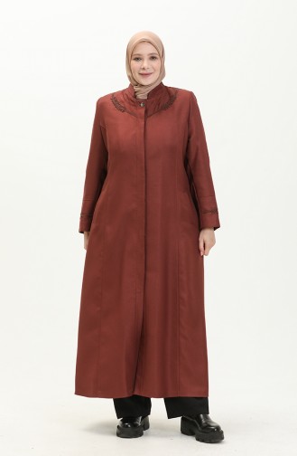 Plus Size Pocket Overcoat 0470-02 Brick Red 0470-02