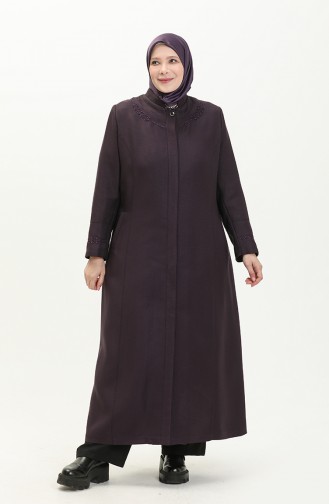 Plus Size Pocket Overcoat 0470-04 Plum 0470-04