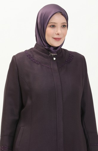 Plus Size Pocket Overcoat 0470-04 Plum 0470-04