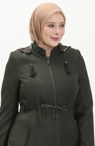 Plus Size Hooded Topcoat 0471-01 Khaki 0471-01