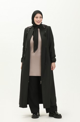 Große Größe Covercoat mit Kapuze 0471-02 Schwarz 0471-02