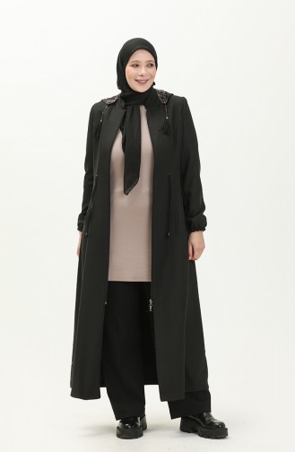 Plus Size Hooded Topcoat 0471-02 Black 0471-02