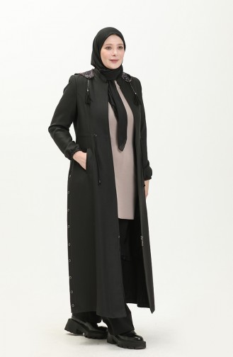Plus Size Hooded Topcoat 0471-02 Black 0471-02