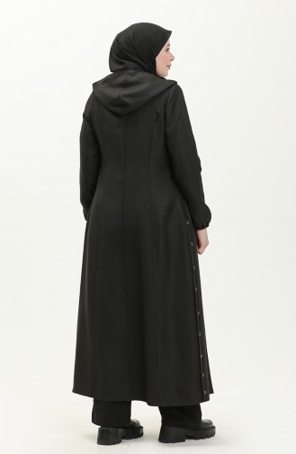 Große Größe Covercoat mit Kapuze 0471-02 Schwarz 0471-02