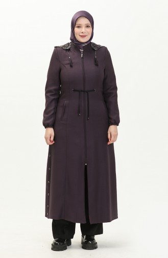 Oversized Hooded Topcoat 0471-05 Plum 0471-05