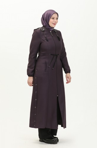 Oversized Hooded Topcoat 0471-05 Plum 0471-05