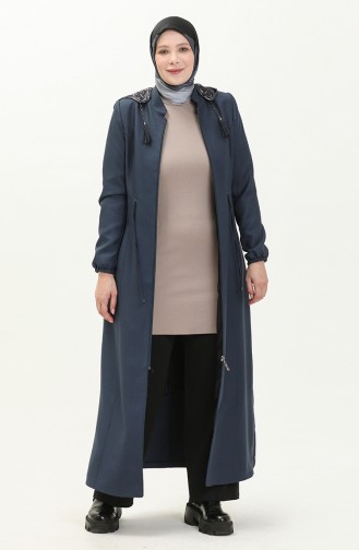 Plus Size Hooded Topcoat 0471-06 Indigo 0471-06