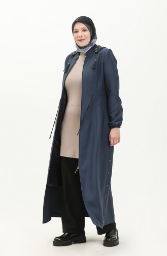 Plus Size Hooded Topcoat 0471-06 Indigo 0471-06