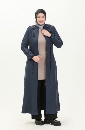 Plus Size Hooded Topcoat 0471-06 Indigo 0471-06