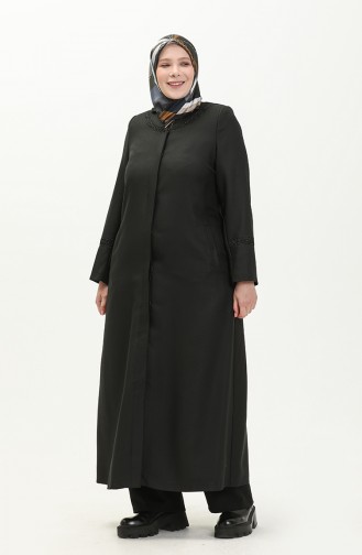 Manteau avec Broche Grande Taille 0472-01 Noir 0472-01