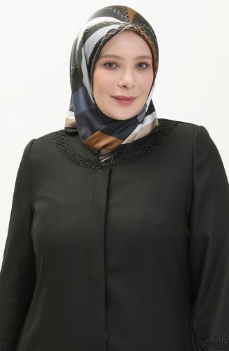 Manteau avec Broche Grande Taille 0472-01 Noir 0472-01