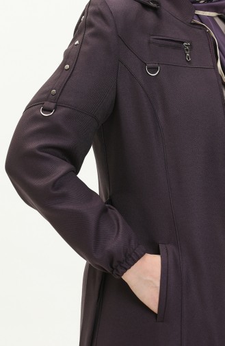 Große Größe Covercoat mit Kapuze und Reißverschluss 0478-03 Rotviolett 0478-03