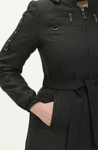 Große Größe Covercoat mit Kapuze und Reißverschluss 0478-06 Schwarz 0478-06