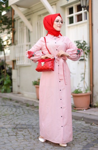 Rosa Hijab Kleider 3017-05