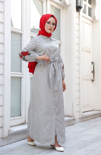 Tofisa Boydan Düğmeli Elbise 3017-06 Siyah