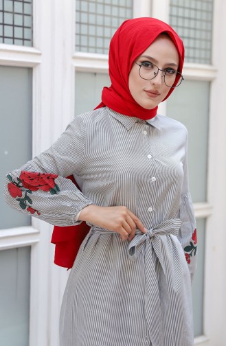 Tofisa Boydan Düğmeli Elbise 3017-06 Siyah