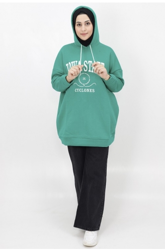 Iowa State Baskili Kapişonlu Sweatshirt 23140-04 Yeşil