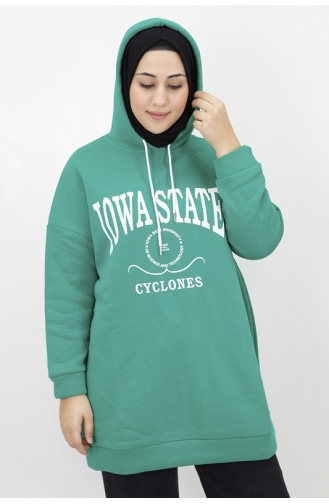 Iowa State Baskili Kapişonlu Sweatshirt 23140-04 Yeşil