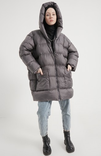 Puffercoat mit Kapuze und Reglan-Ärmeln 8001-03 Anthrazit 8001-03