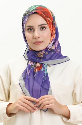 Flore Eşarp 2024-16 Eflatun Turuncu