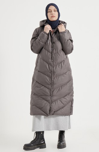 Long Puffer Jacket 8002-02 Smoke-Colored 8002-02