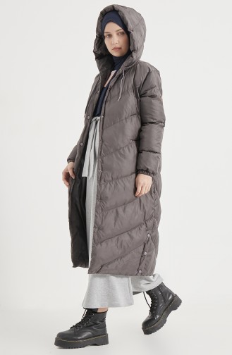 Long Puffer Jacket 8002-02 Smoke-Colored 8002-02