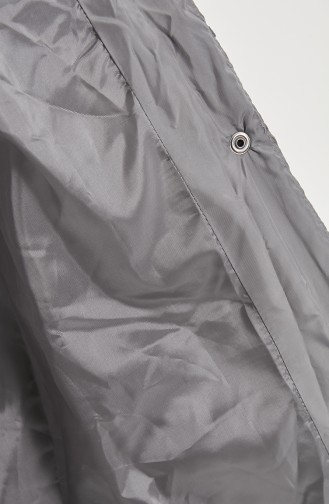 Çapraz Dikişli Uzun Şişme Mont 8002-01 Gri