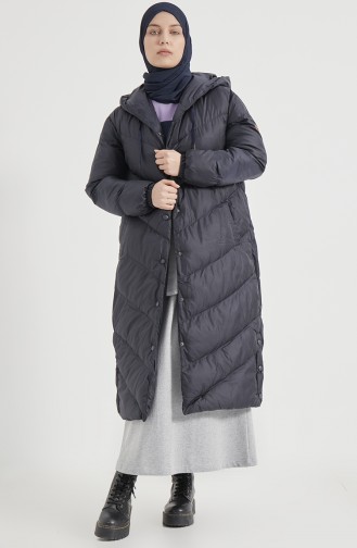 Manteau Matelassé Long 8002-04 Bleu Marine 8002-04