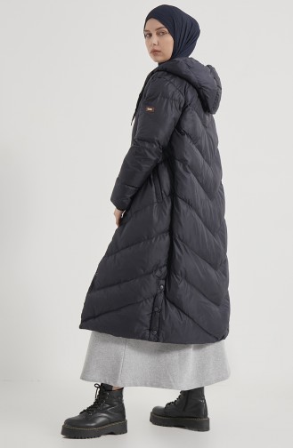 Long Puffer Coat 8002-04 Navy Blue 8002-04