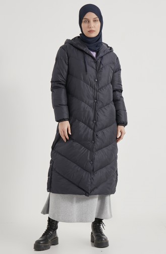 Long Puffer Coat 8002-04 Navy Blue 8002-04