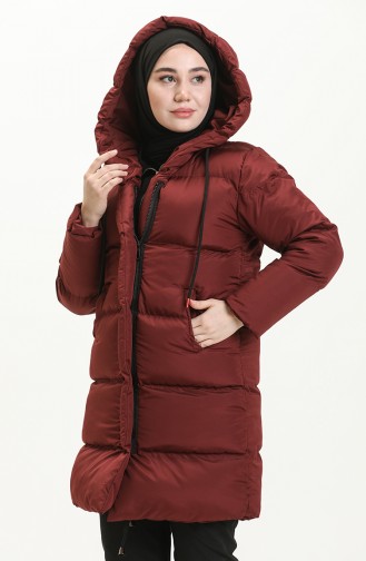 Puffercoat mit Kapuze 8007-09 Weinrot 8007-09