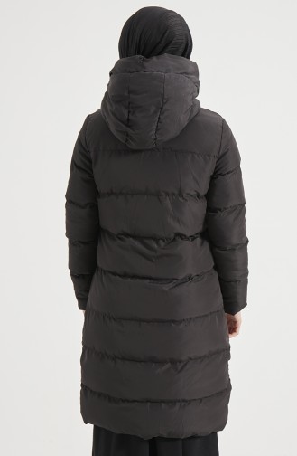 Lange Puffercoat mit Kapuze 8006-02 Schwarz-Violett 8006-02