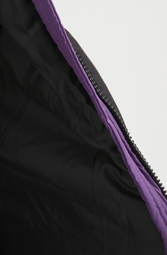 Lange Puffercoat mit Kapuze 8006-02 Schwarz-Violett 8006-02