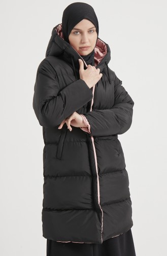 Manteau Matelassé à Capuche 8007-02 Noir Poudre 8007-02