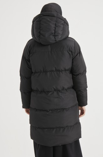 Puffercoat mit Kapuze 8007-02 Schwarz-Puderfarben 8007-02