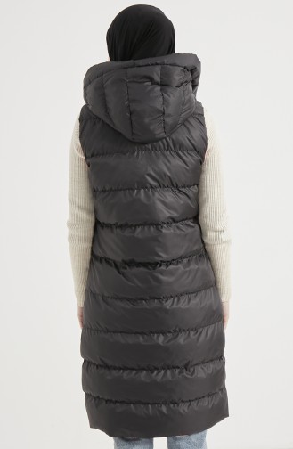 Gilet Matelassé Long à Fermeture 8005-05 Noir Poudre 8005-05