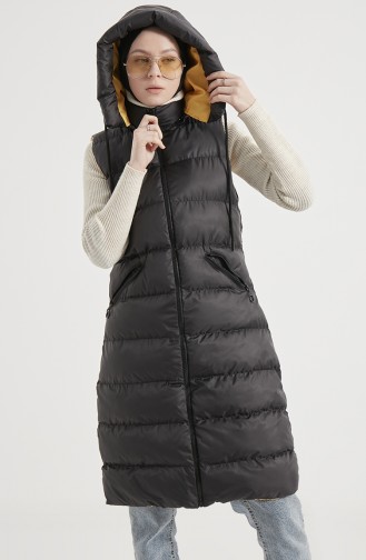 Hooded Puffer Coat 8005-03 Black Yellow 8005-03