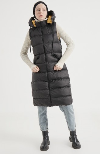 Hooded Puffer Coat 8005-03 Black Yellow 8005-03