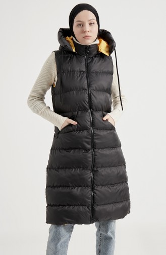 Hooded Puffer Coat 8005-03 Black Yellow 8005-03