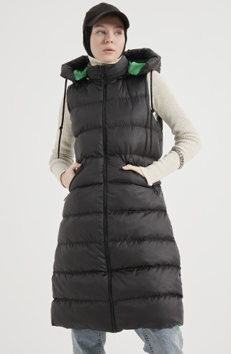 Long Puffer Vest 8005-08 Black Green 8005-08
