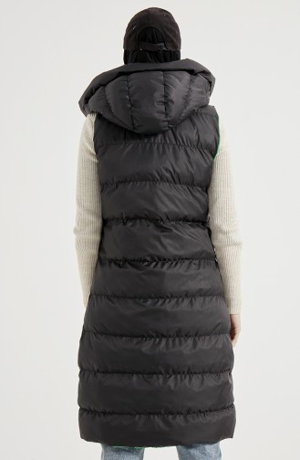 Long Puffer Vest 8005-08 Black Green 8005-08
