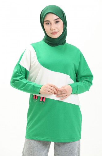 İki İplik Sweatshirt 55717-01 Zümrüt Yeşili